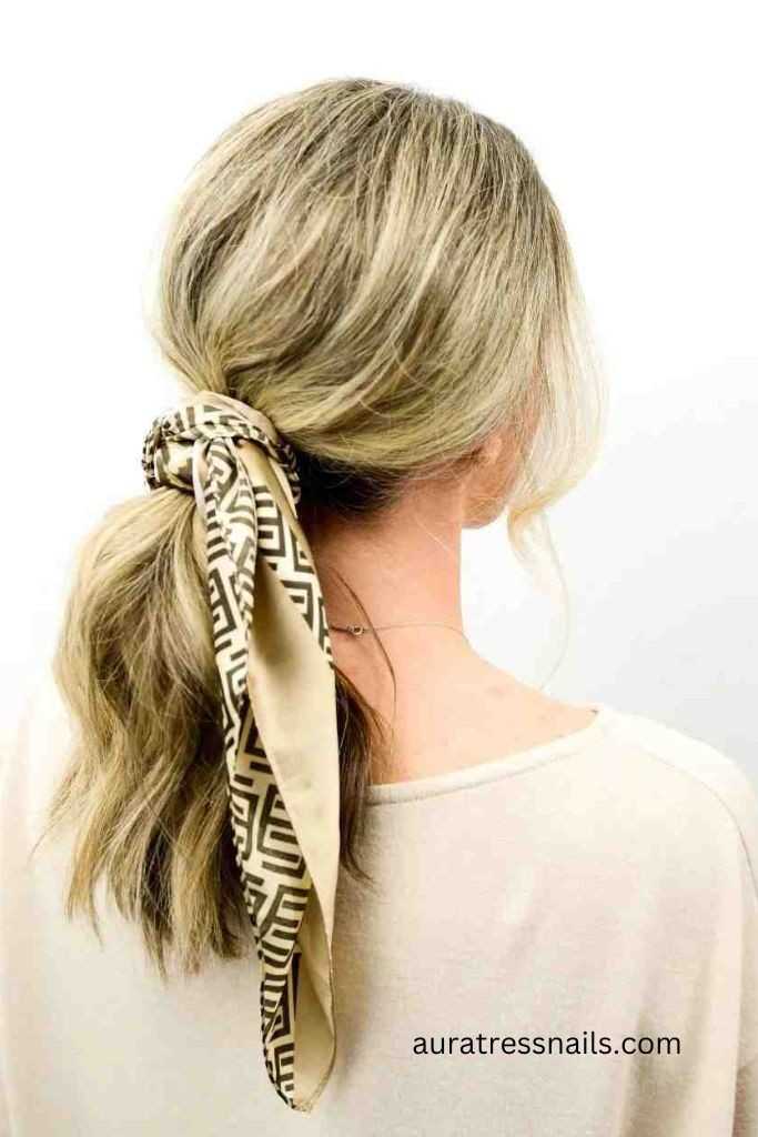 Low Pony tail with a Scarf