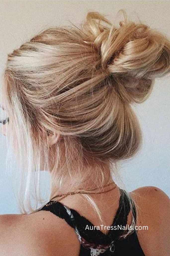 the messy bun easy hairstyles