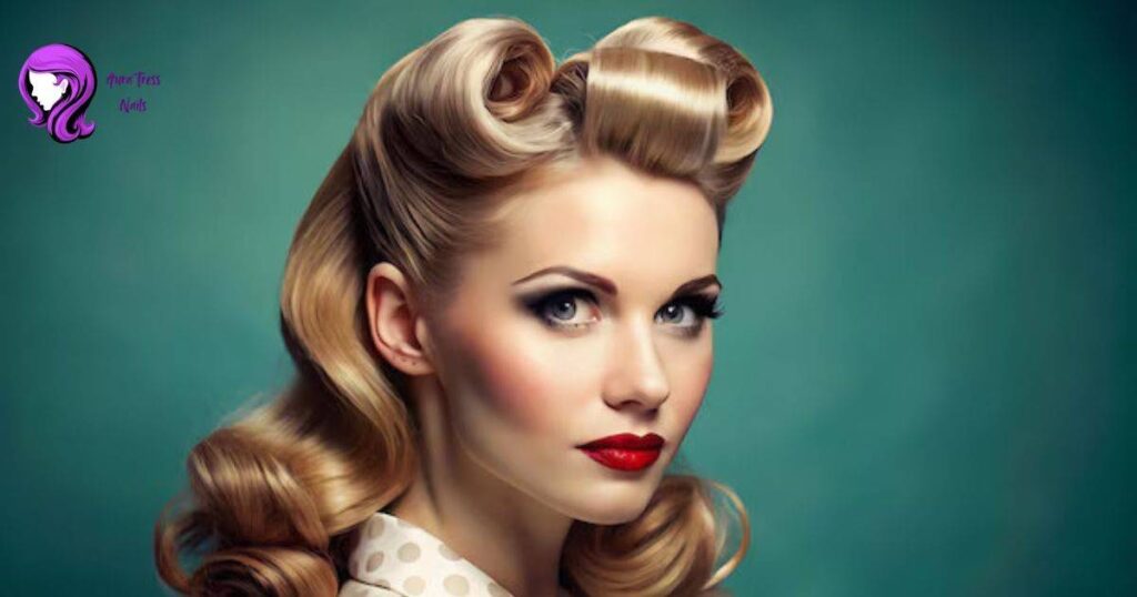Classic victory rolls hairstyle reimagined with a softer and romantic twist for modern elegance