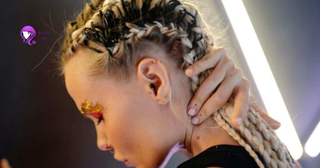 Braided hairstyle to protect hair from winter elements