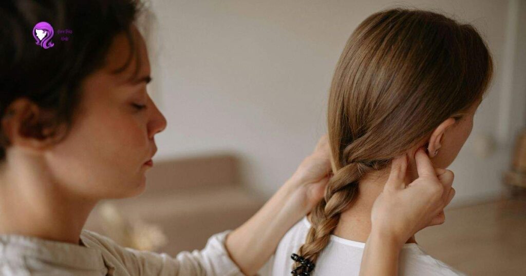 Loose braid hairstyle for protective styling to prevent hair damage