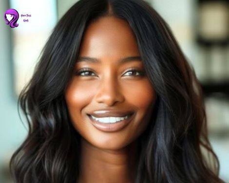 A close-up of soft waves cascading over a woman's shoulders, creating a relaxed and chic look.