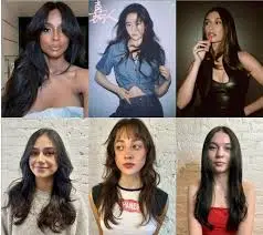 Collage showing curly, straight, and wavy celebrity hairstyles for women of all hair types.